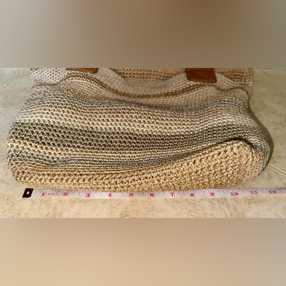 The Sak Cambria Crochet Woven Shoulder Bag Tote Sand Stripe - Picture 6 of 13